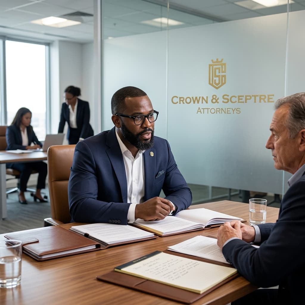 Attorneys in a focused legal consultation